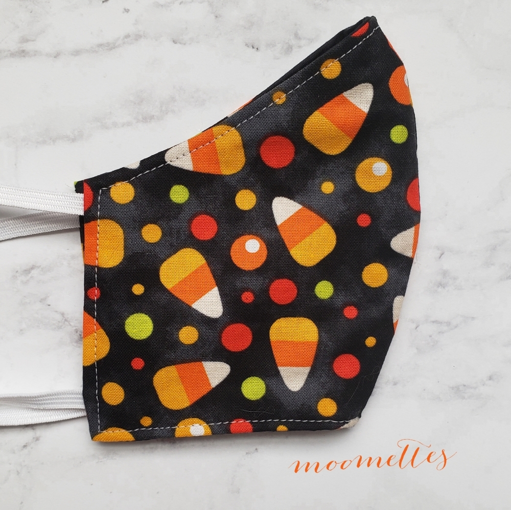 Kids Halloween Face Mask Candy Corn Fabric Cover - Picture 2 of 4